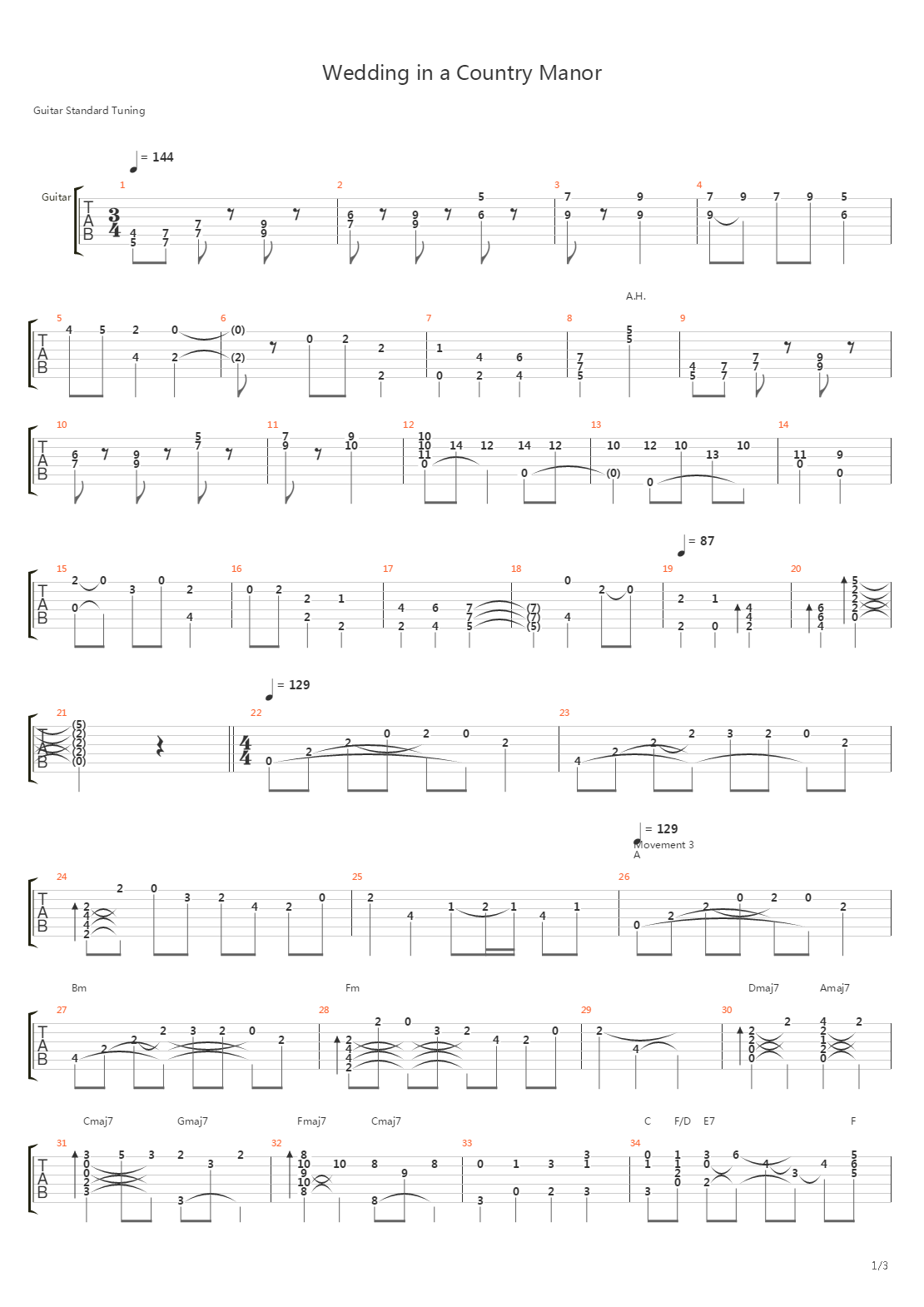 Wedding In The Country Manor吉他谱