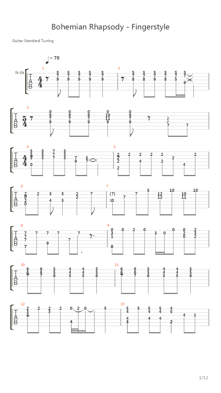 Bohemian Rhapsody吉他谱