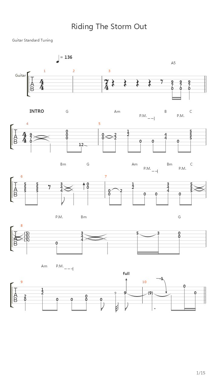 Riding The Storm Out吉他谱