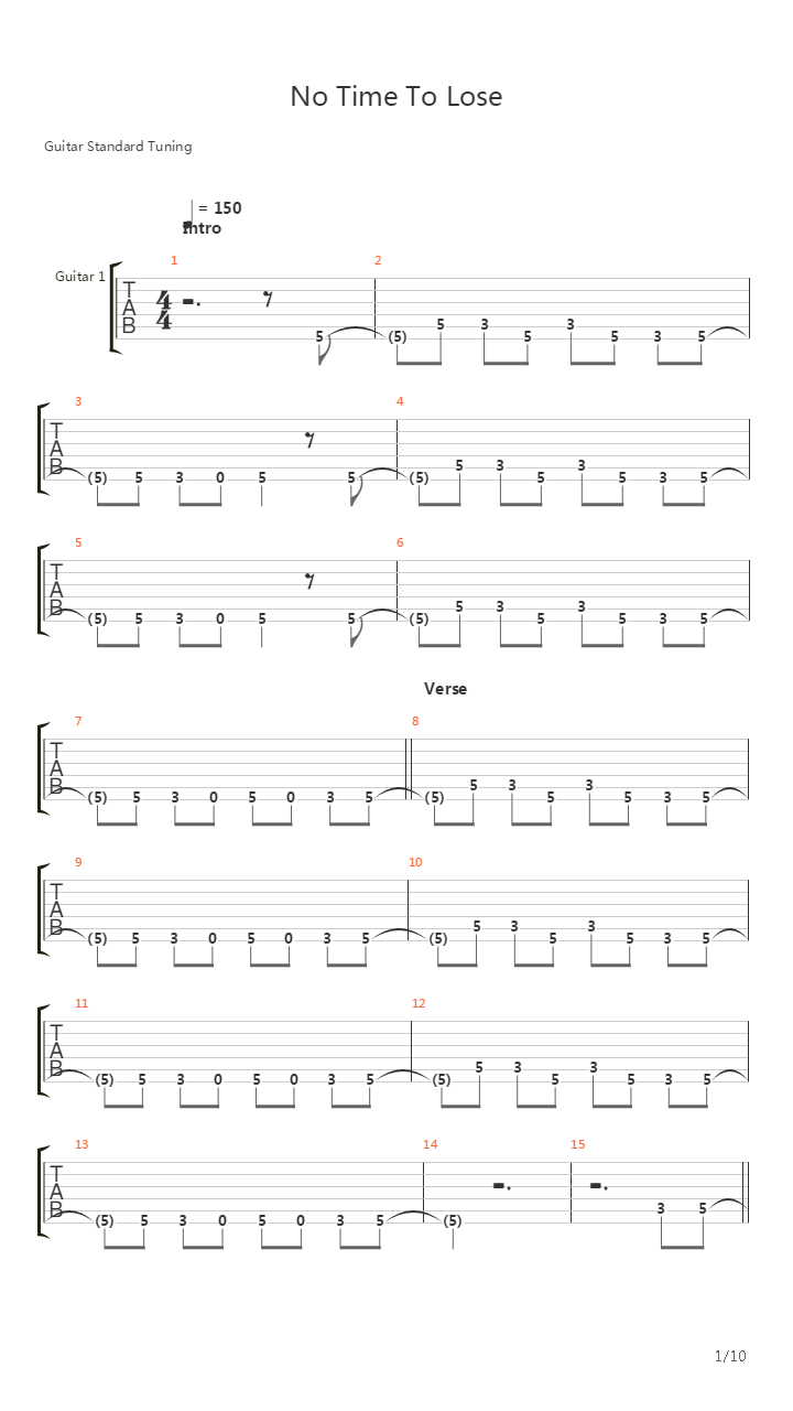 No Time To Lose吉他谱