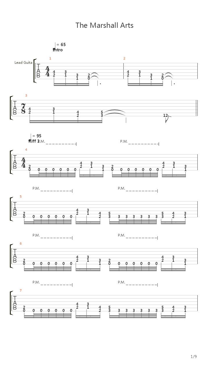 The Marshall Arts吉他谱