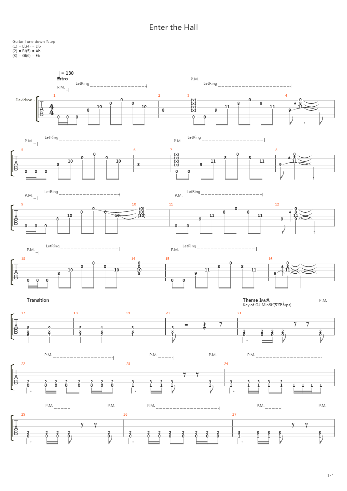 Enter The Hall吉他谱