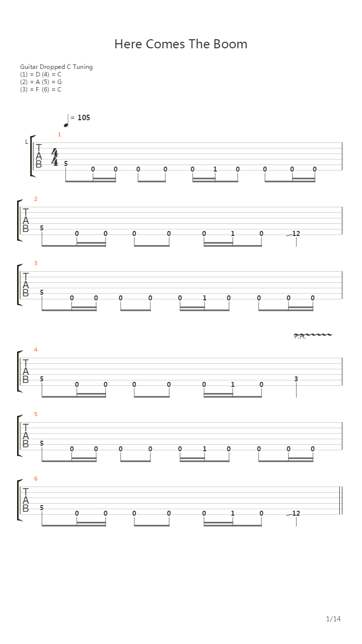 Here Comes The Boom吉他谱