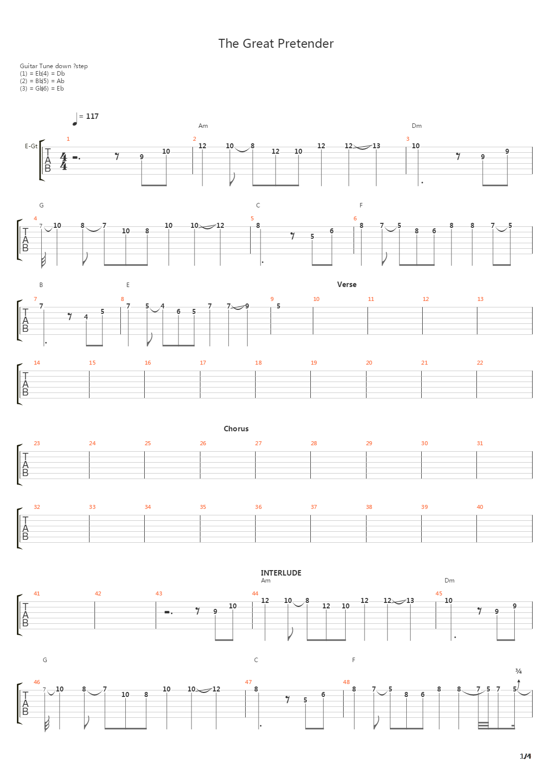 The Great Pretender吉他谱