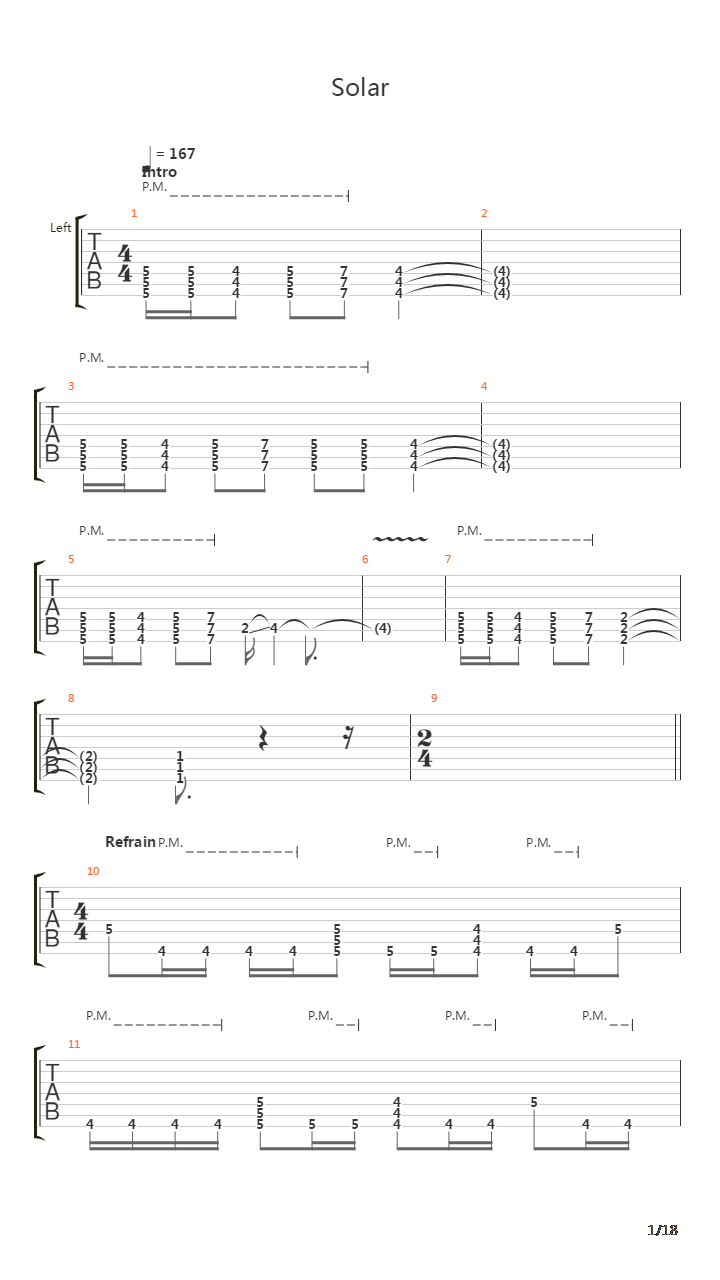 Solar吉他谱