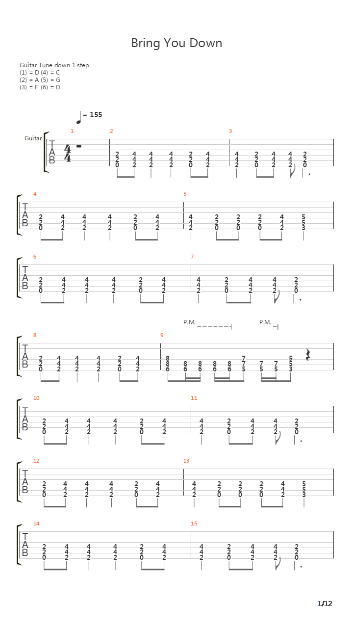 Bringing You Down吉他谱