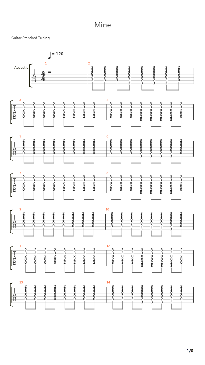 Mine吉他谱