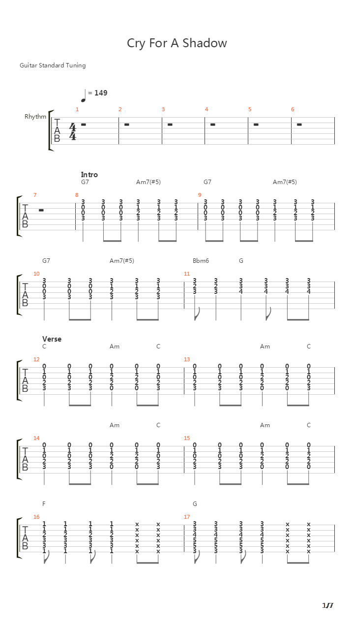 Cry For A Shadow吉他谱