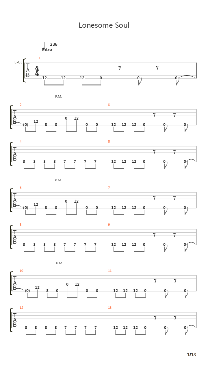 Lonesome Soul吉他谱