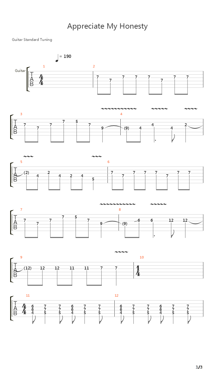 Appreciate My Honesty吉他谱