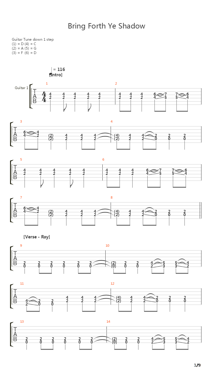 Bring Forth Ye Shadow吉他谱