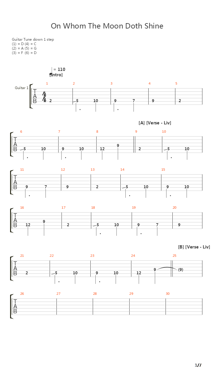 On Whom The Moon Doth Shine吉他谱