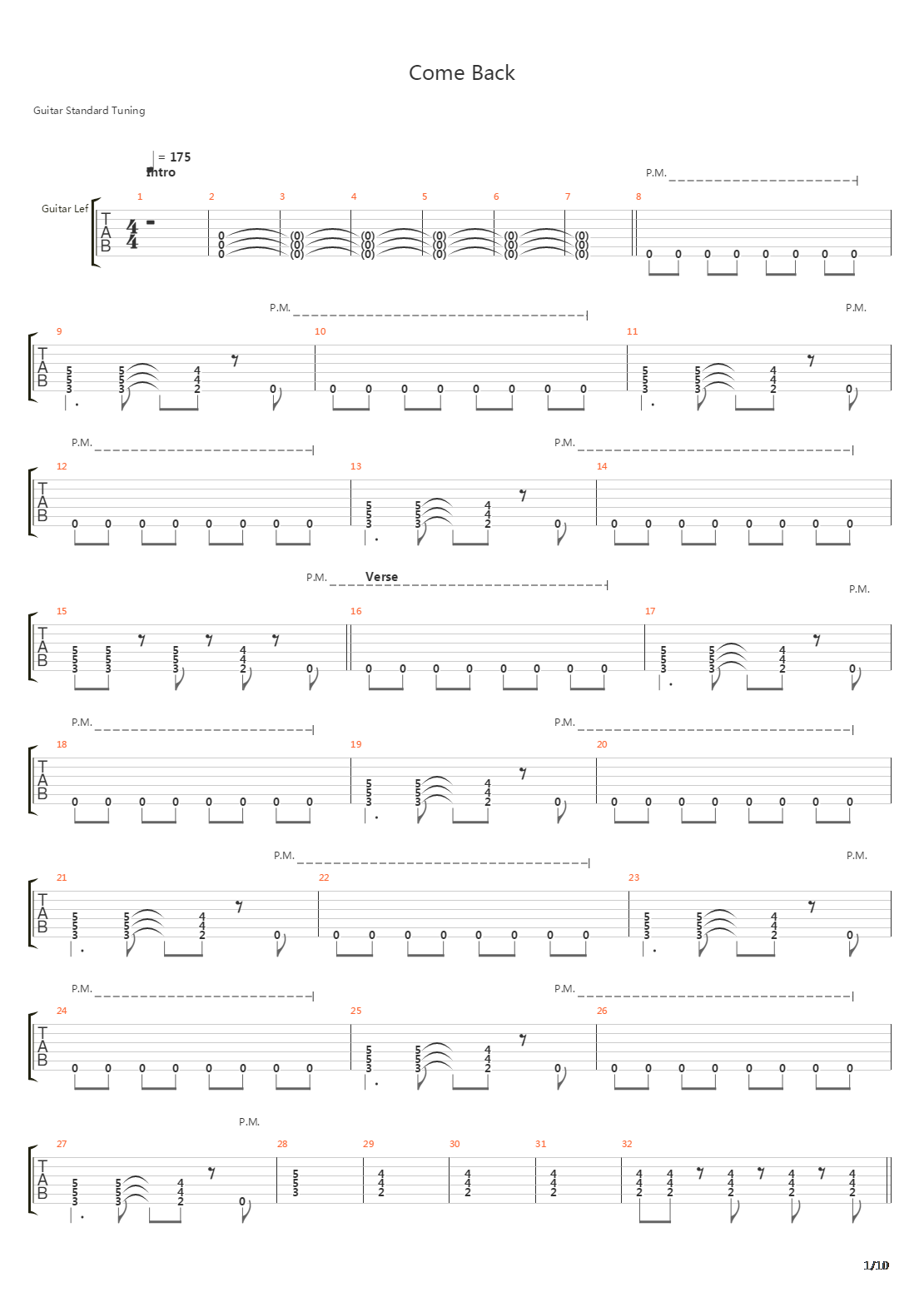 Come Back吉他谱
