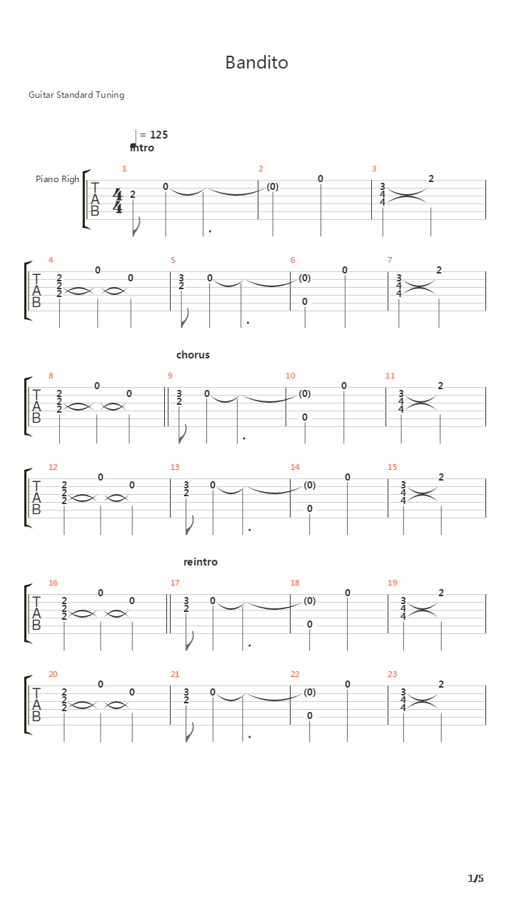 Bandito吉他谱