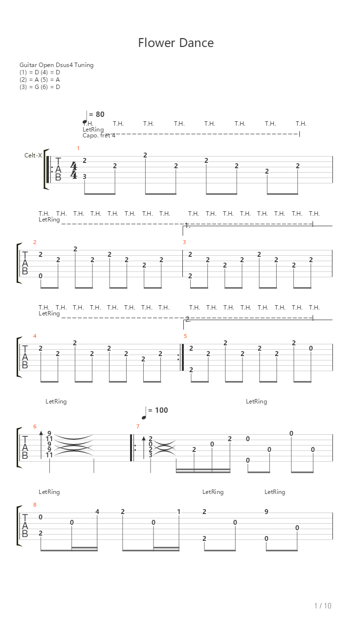 Flower Dance(Celt-X改编)吉他谱