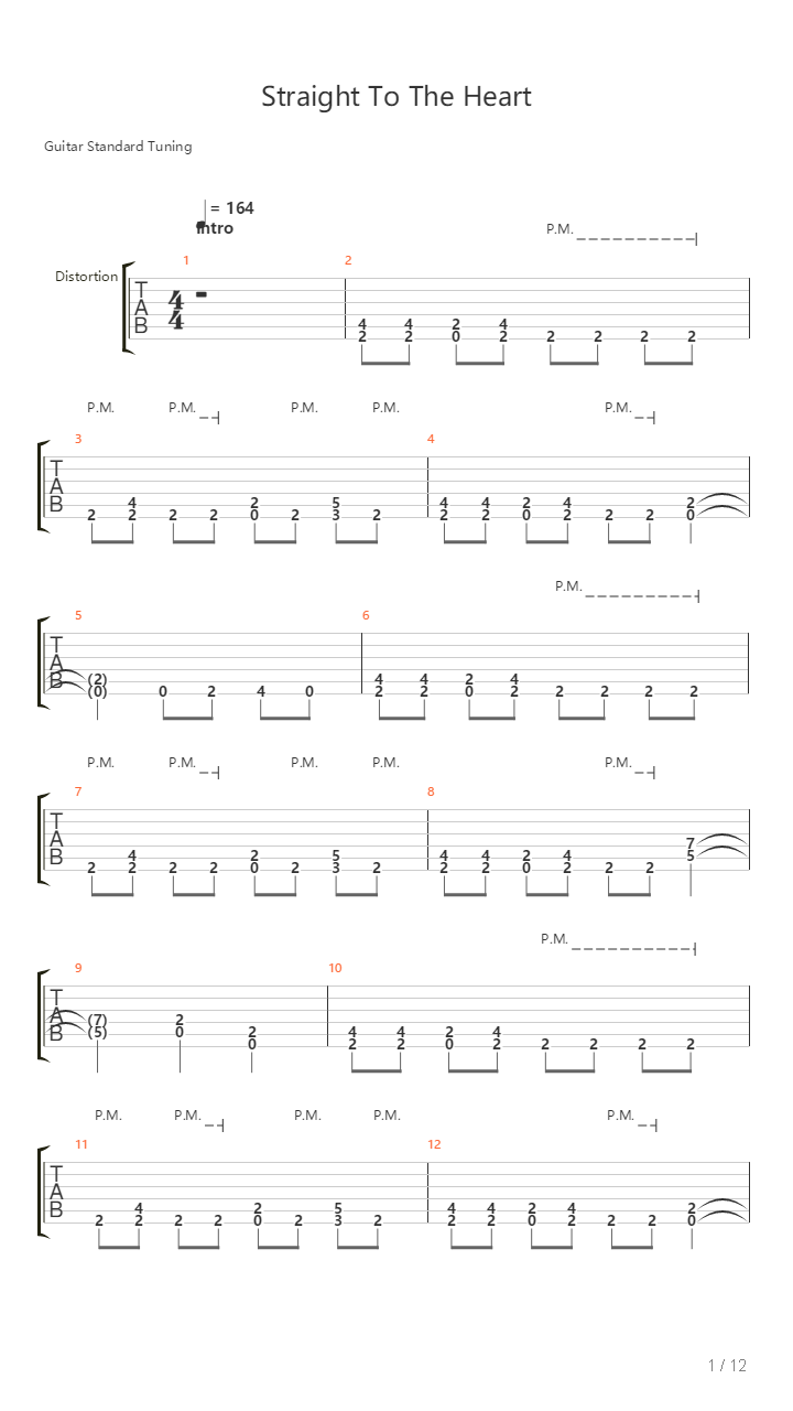 Straight To The Heart吉他谱