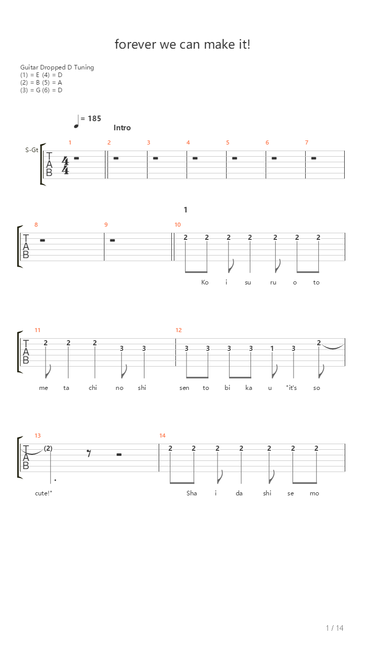 出包王女（To LOVEる）OP - forever we can make it!吉他谱
