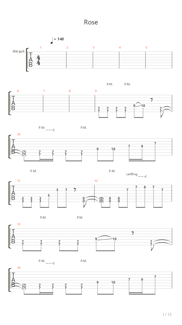 Rose吉他谱