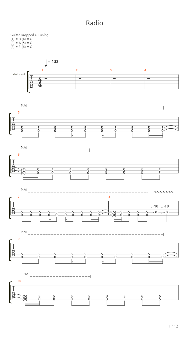 Radio吉他谱