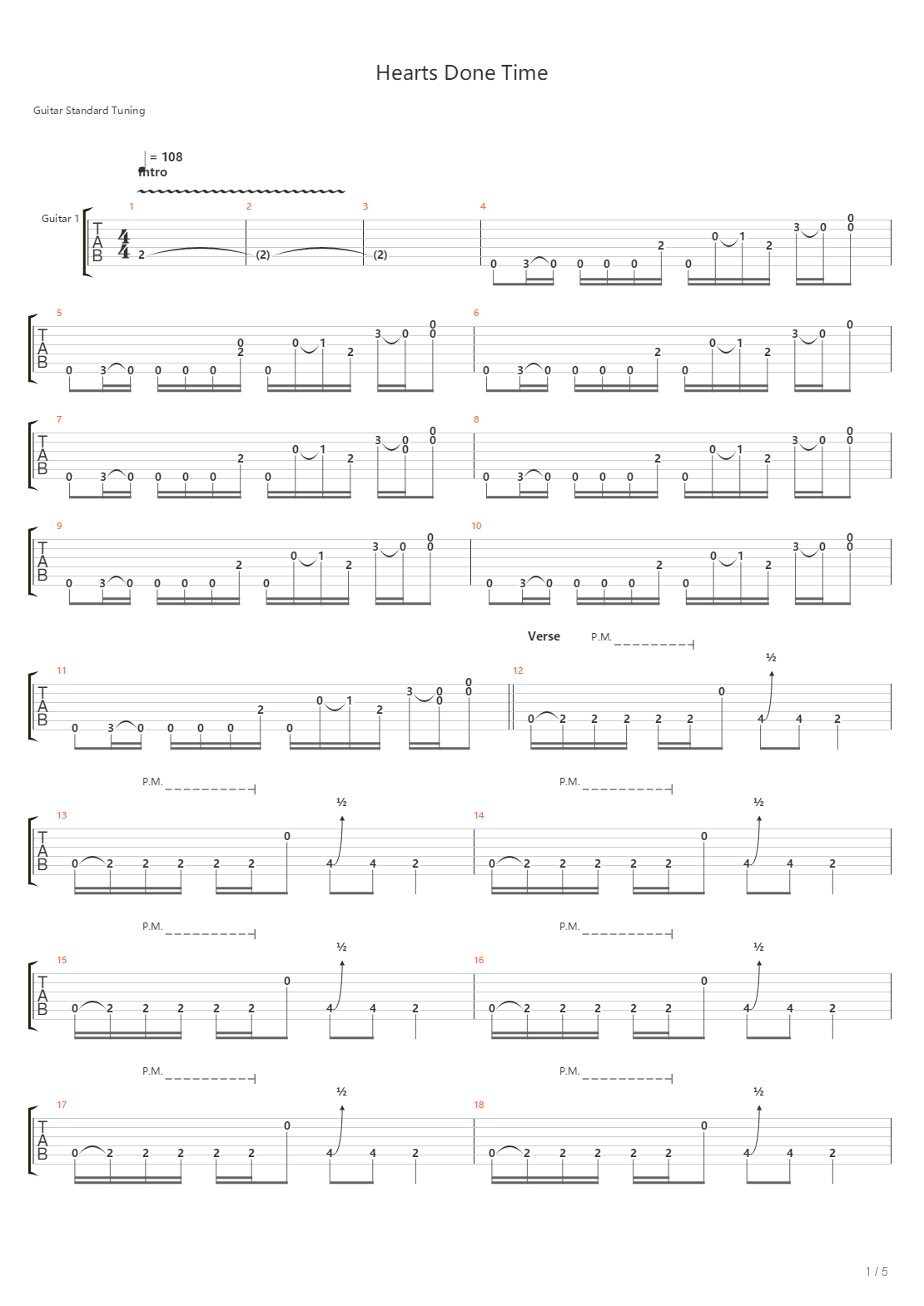 Hearts Done Time吉他谱