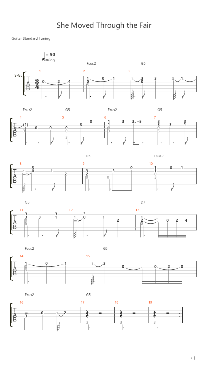 She Moved Through The Fair吉他谱