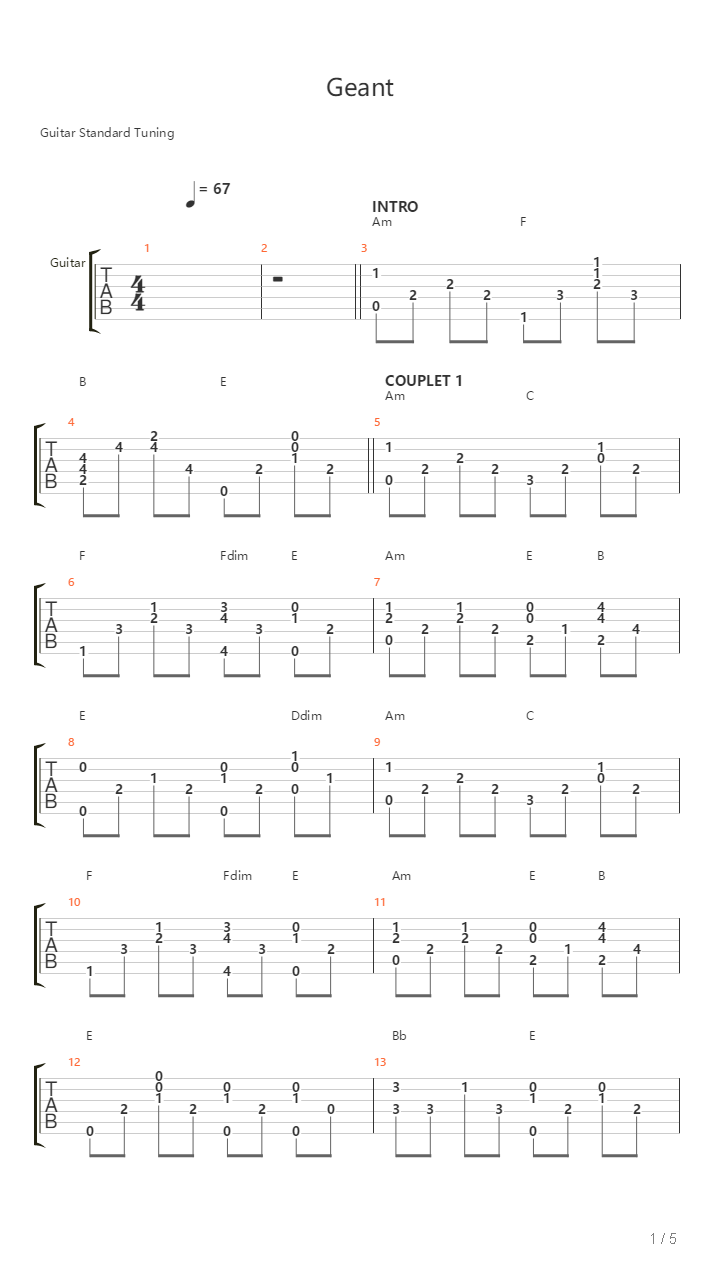 Geant吉他谱