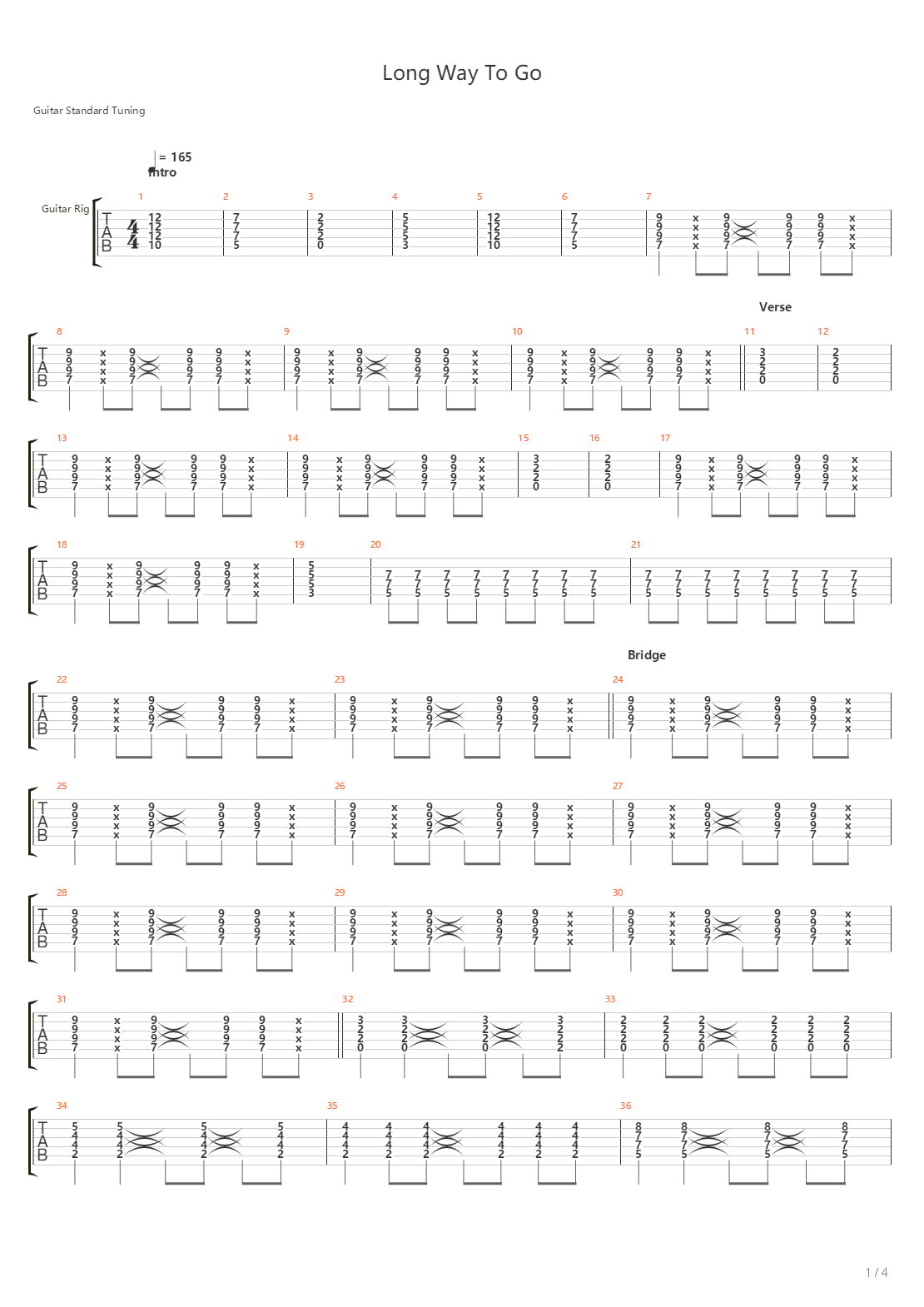 Long Way To Go吉他谱