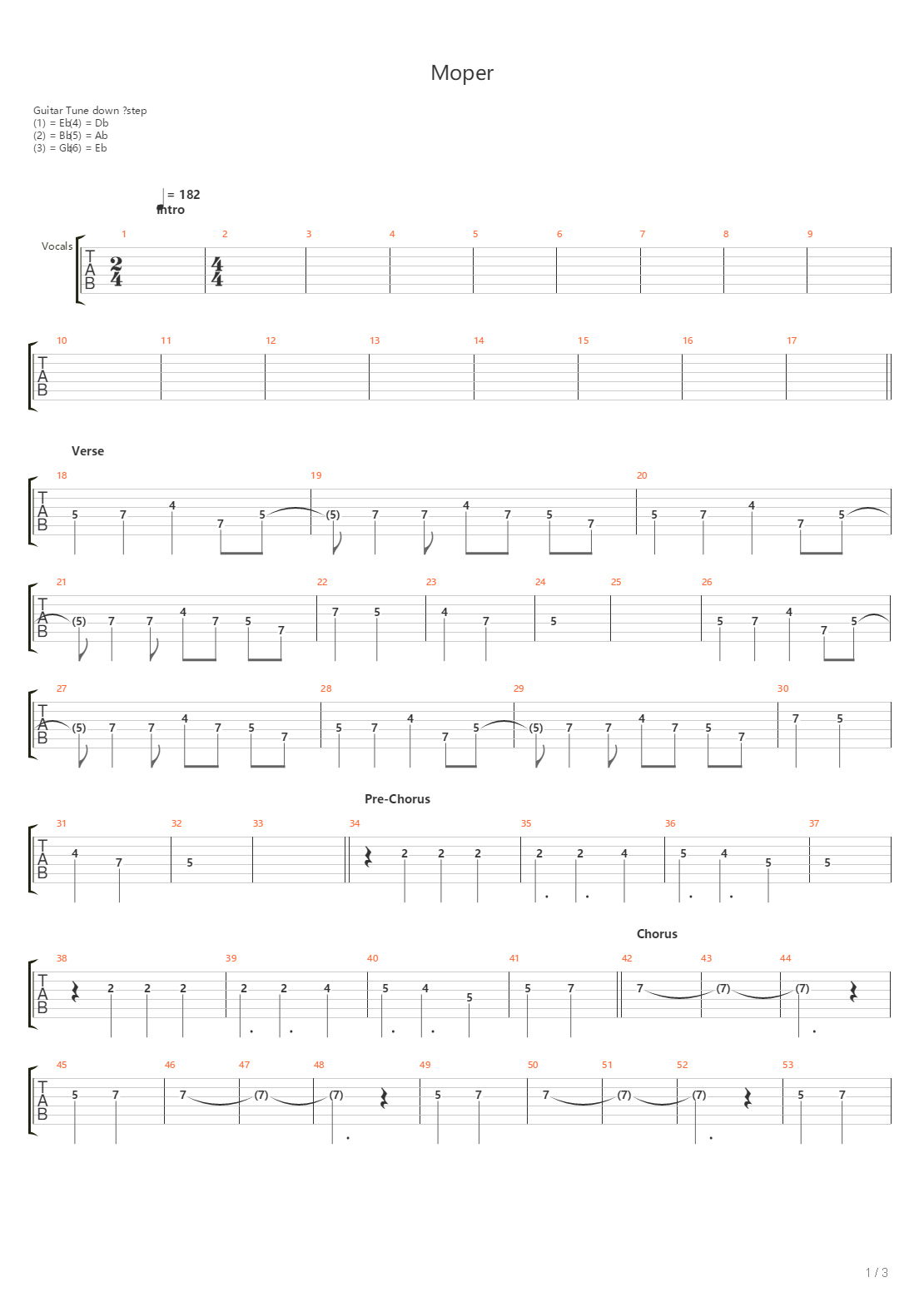 Moper吉他谱