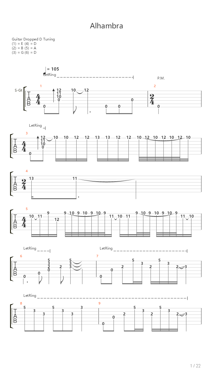 Alhambra吉他谱