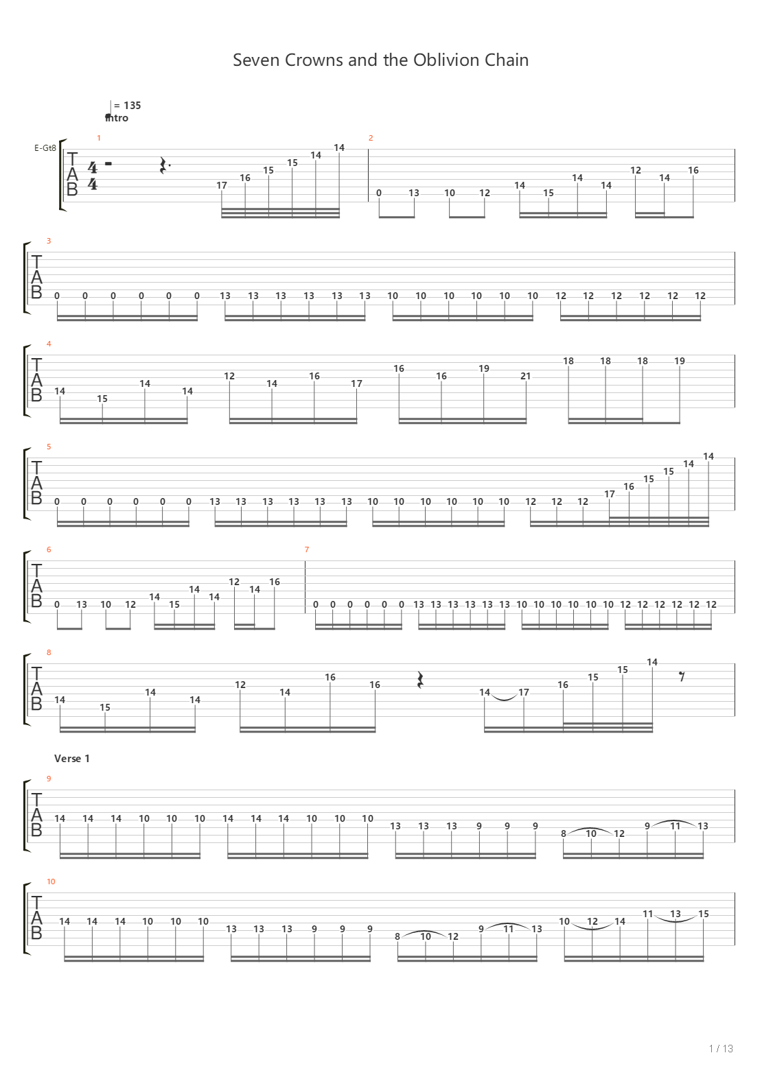 Seven Crowns And The Oblivion Chain吉他谱