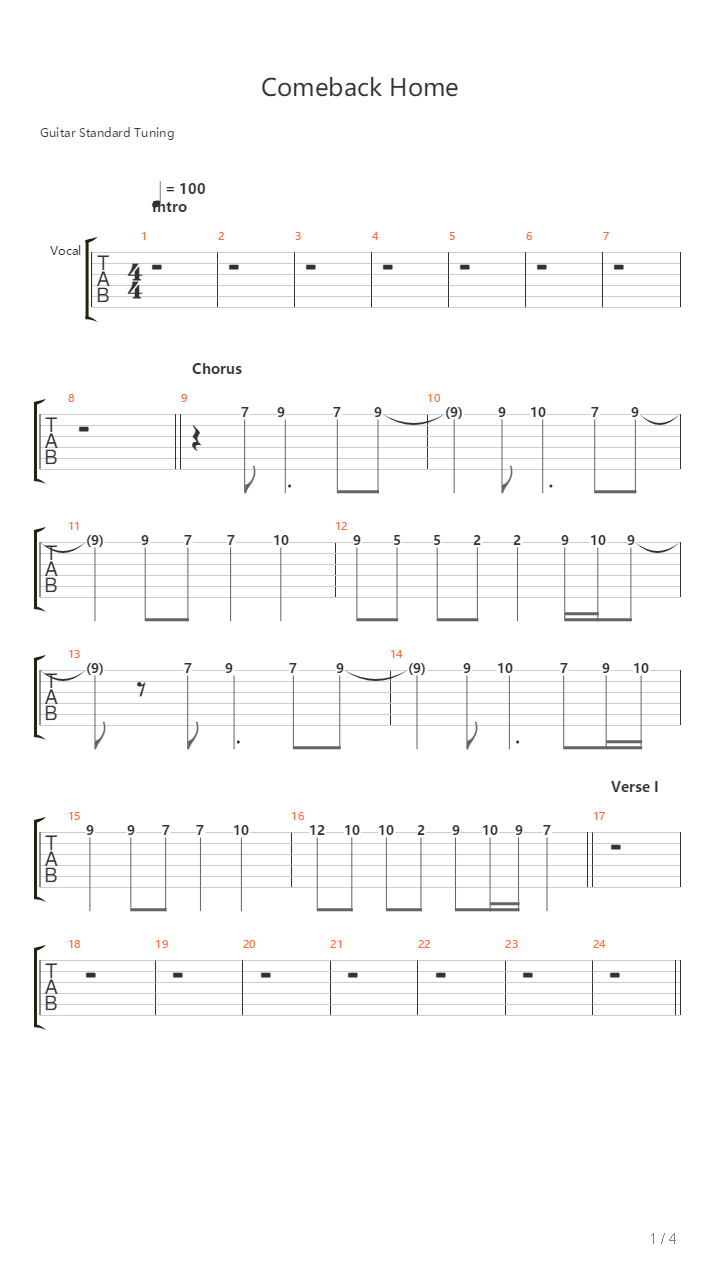 Come Back Home吉他谱