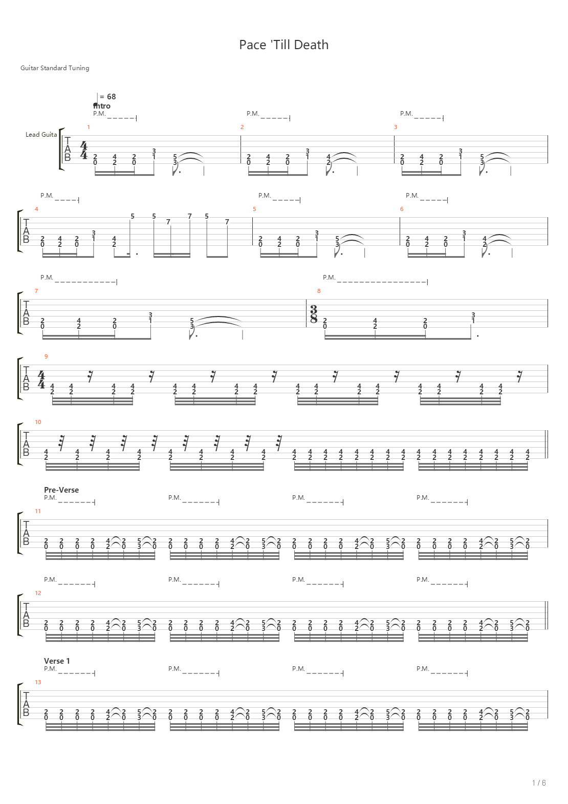 Pace Til Death吉他谱