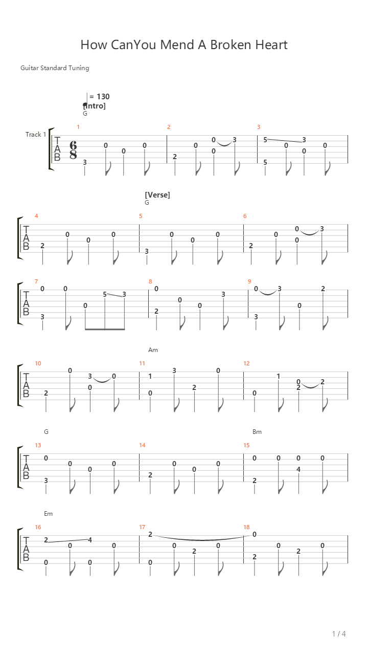 How Can You Mend A Broken Heart吉他谱