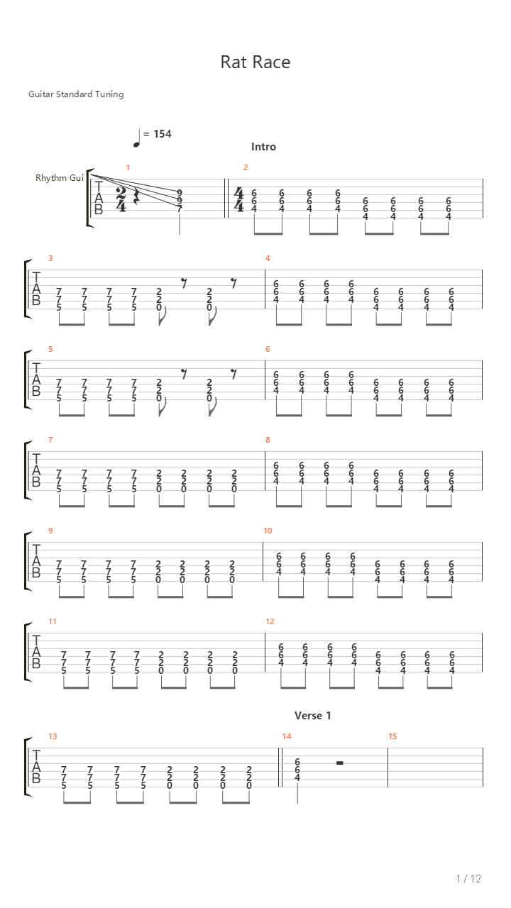 Rat Race吉他谱