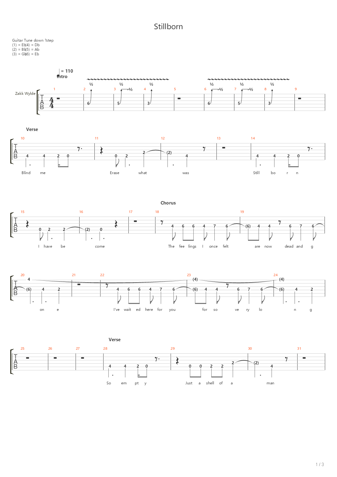Stillborn吉他谱