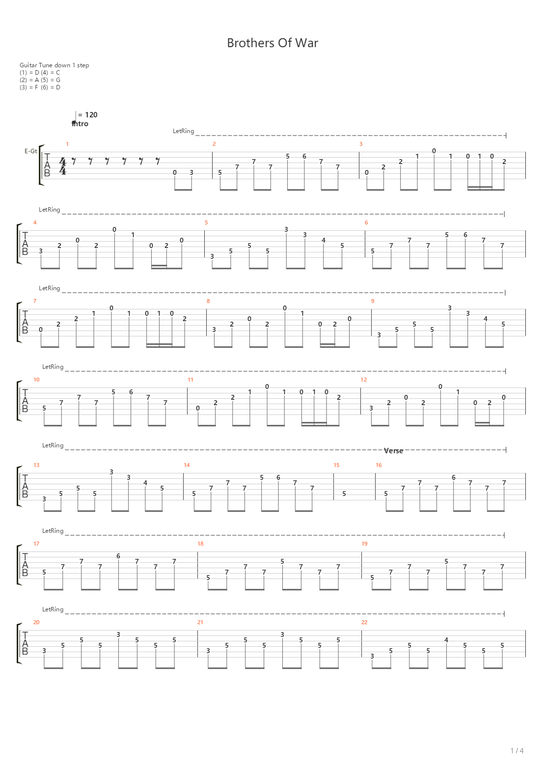 Brothers Of War吉他谱