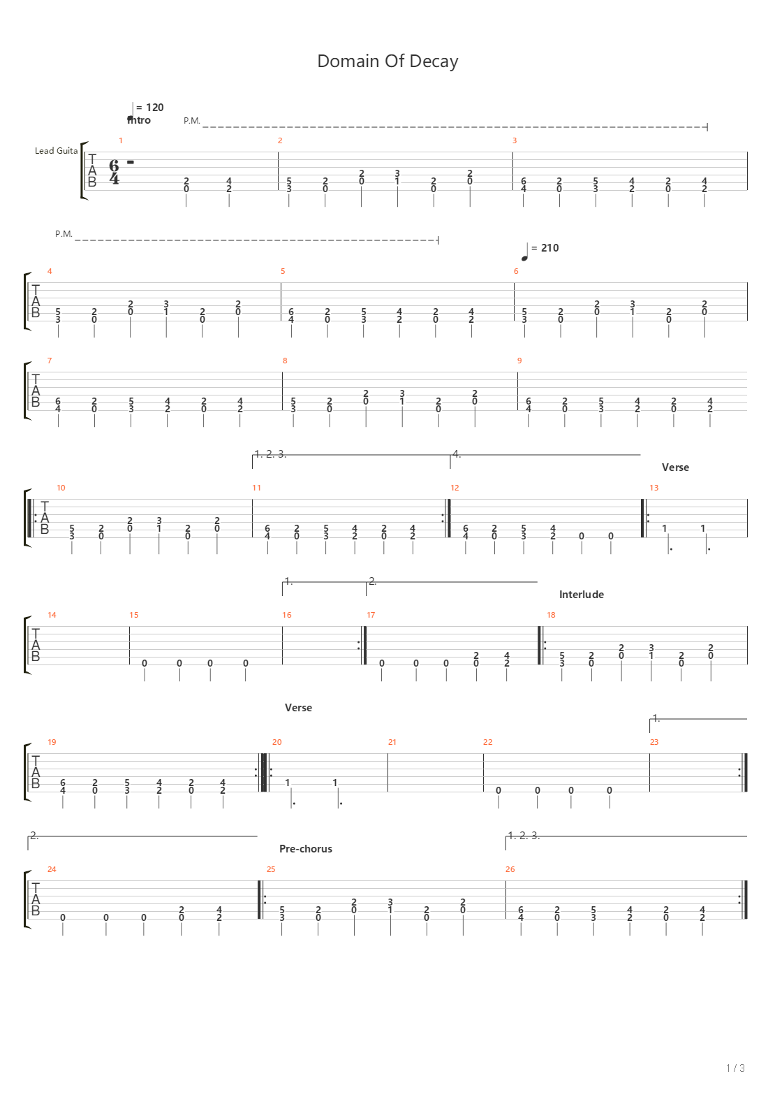 Domain Of Decay吉他谱