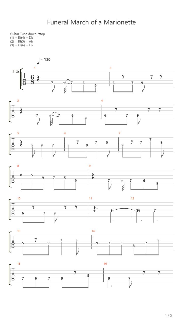 Funeral March Of A Marionette吉他谱