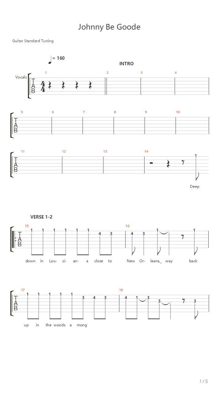 Johnny B Goode吉他谱