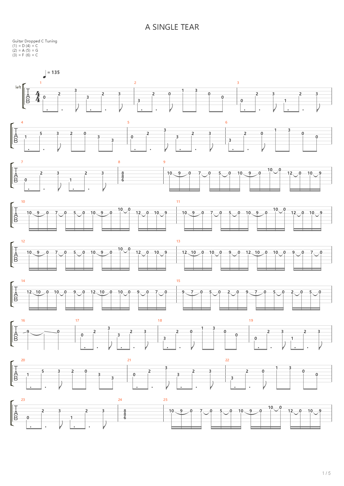 Single Tear吉他谱