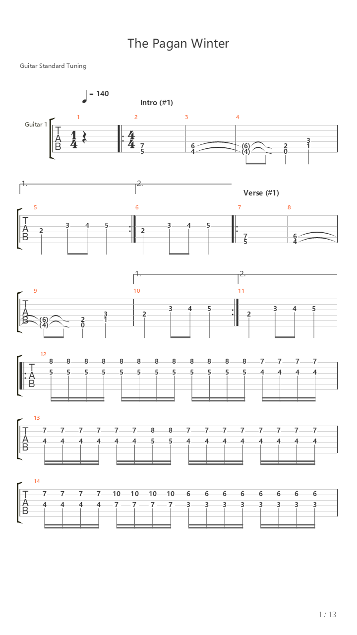The Pagan Winter吉他谱