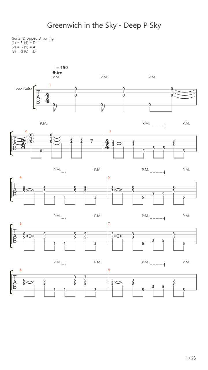 Greenwich In The Sky - Deep P Sky吉他谱