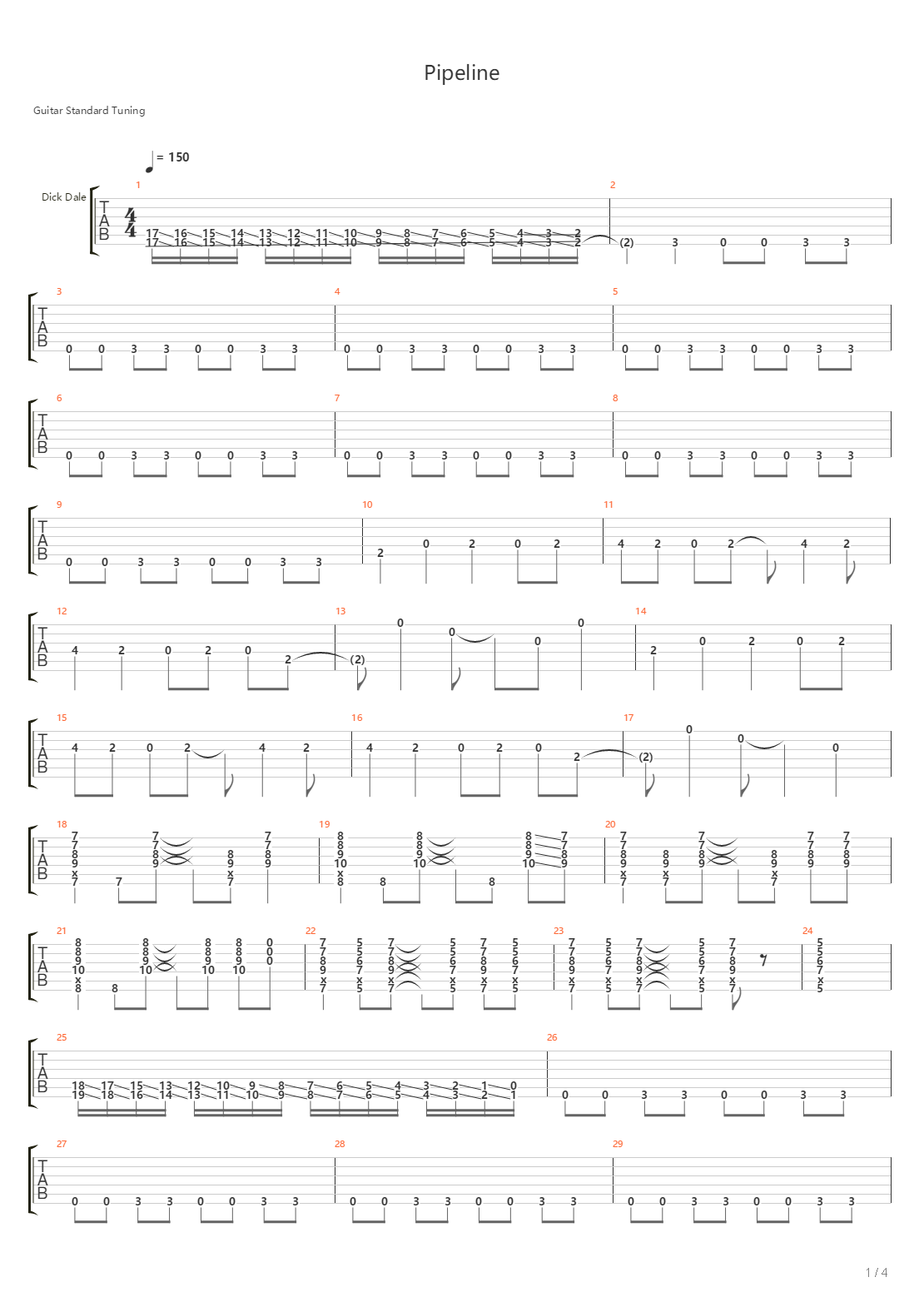 Pipeline吉他谱