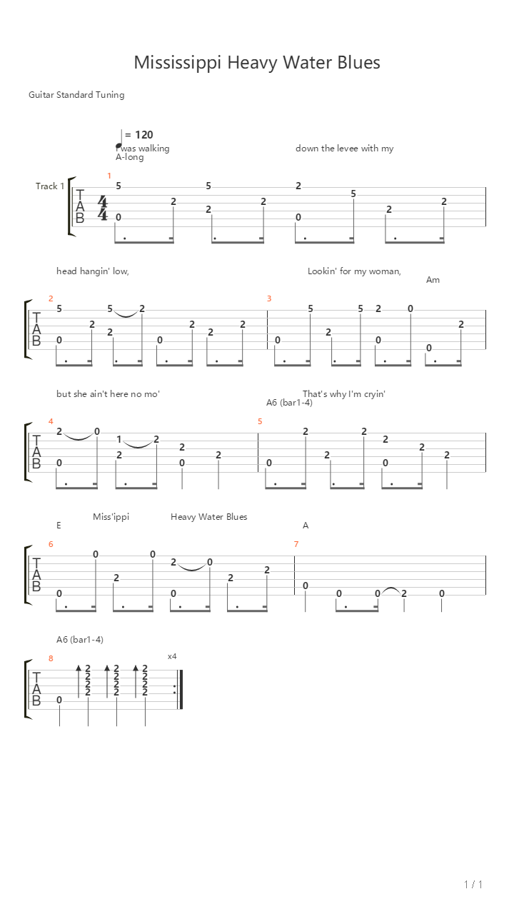 Mississippi Heavy Water Blues吉他谱