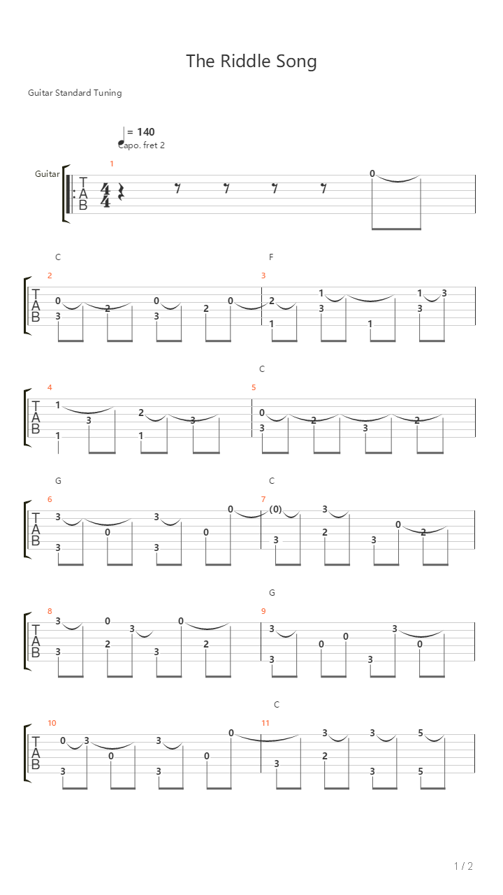 The Riddle Song吉他谱