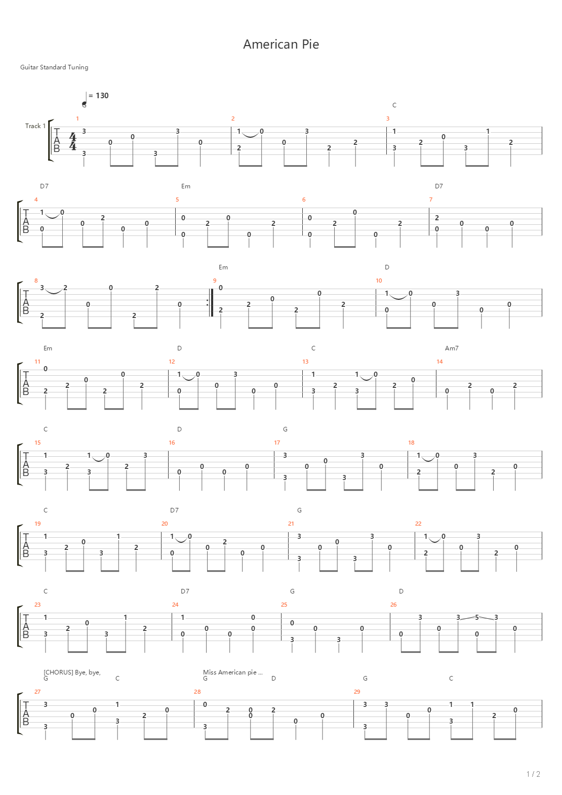 American Pie吉他谱
