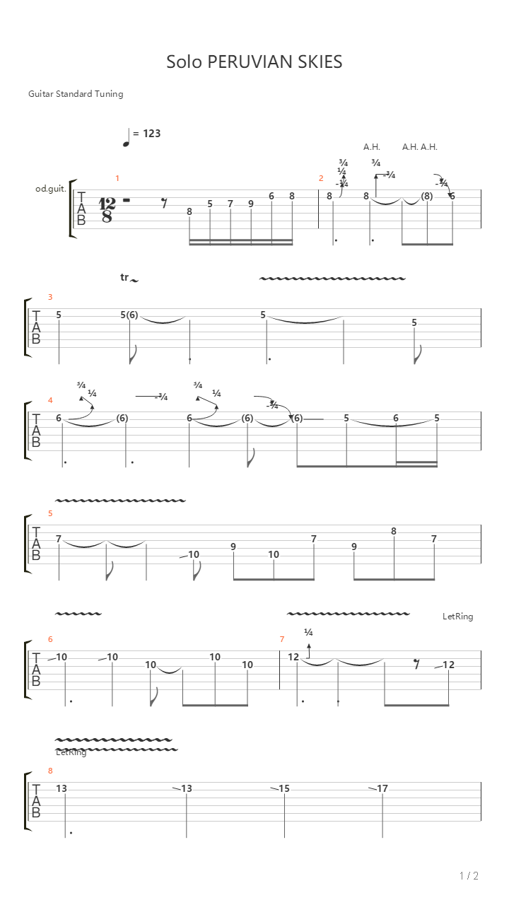 Peruvian Skies吉他谱