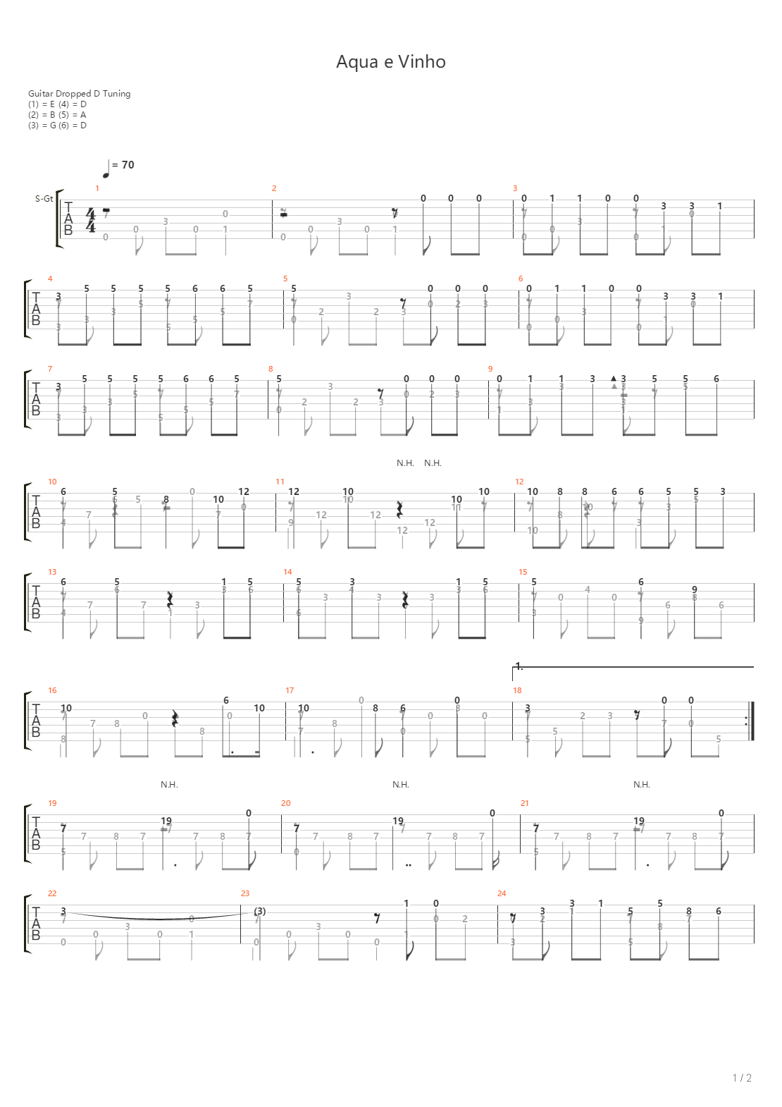 Aqua E Vinho吉他谱