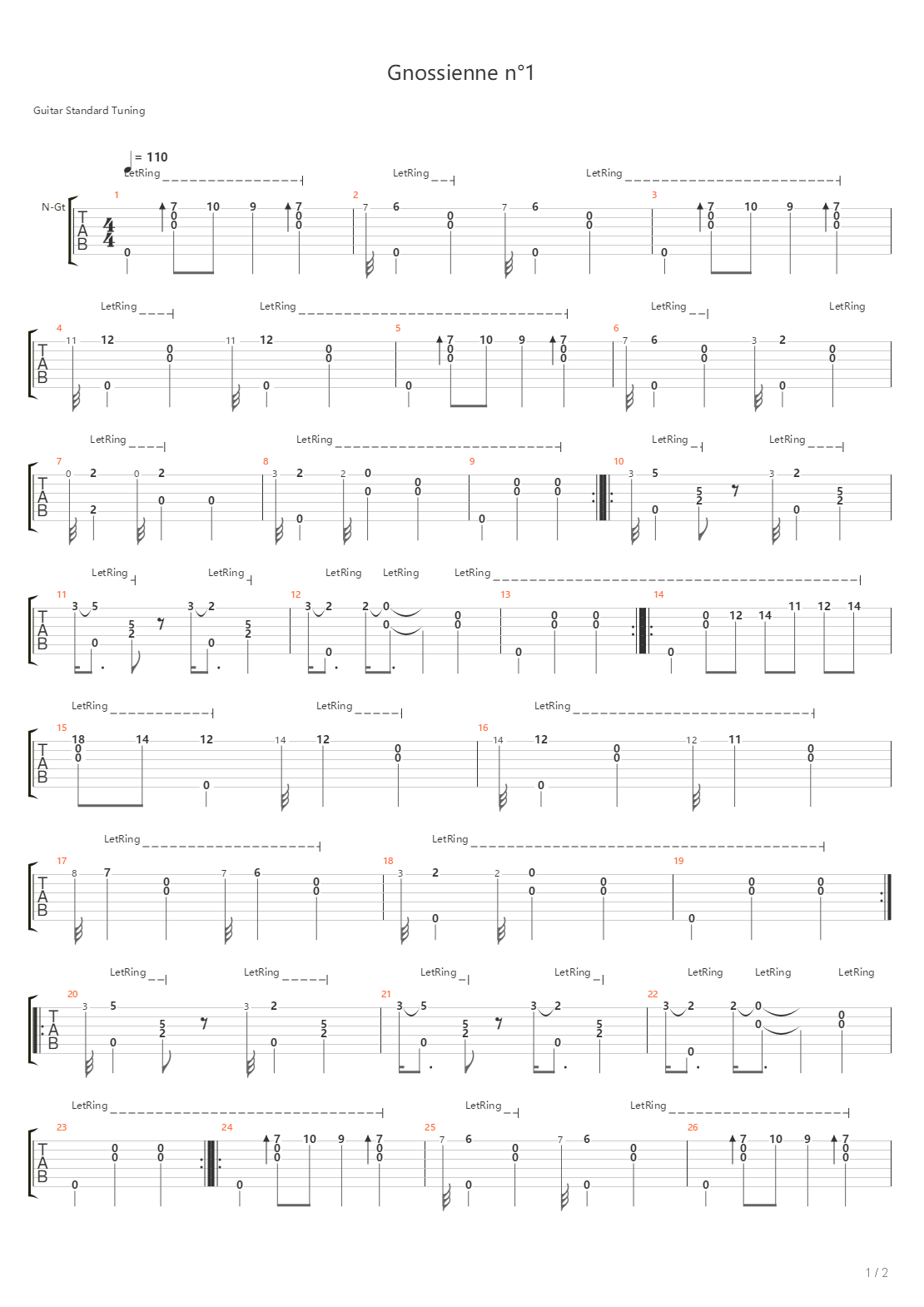 Gnossienne No 1吉他谱