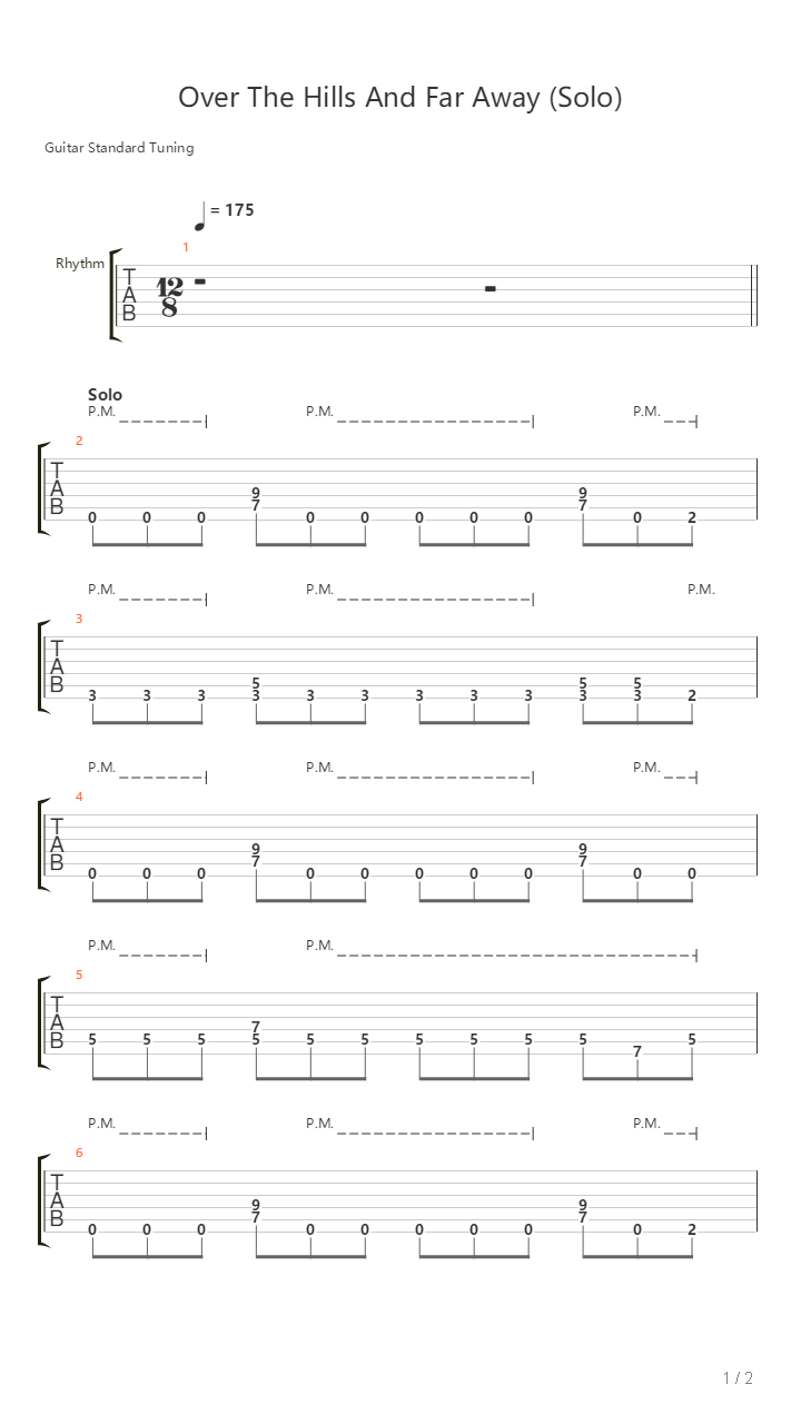 Over The Hills And Far Away吉他谱